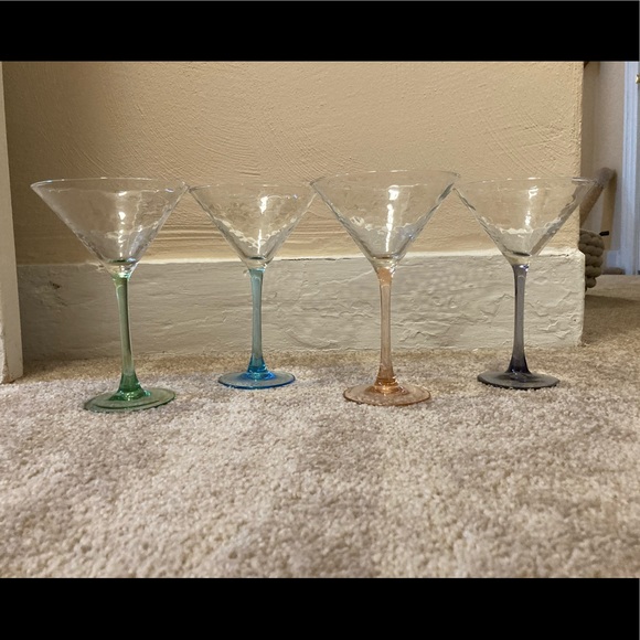 Other - Set of 4 Multi-Colored Martini Glasses